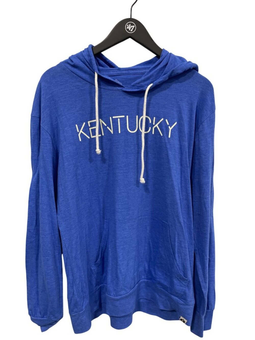 Kentucky Pullover Hoodie Sweatshirt Large Polyester Blend Blue Relaxed Active